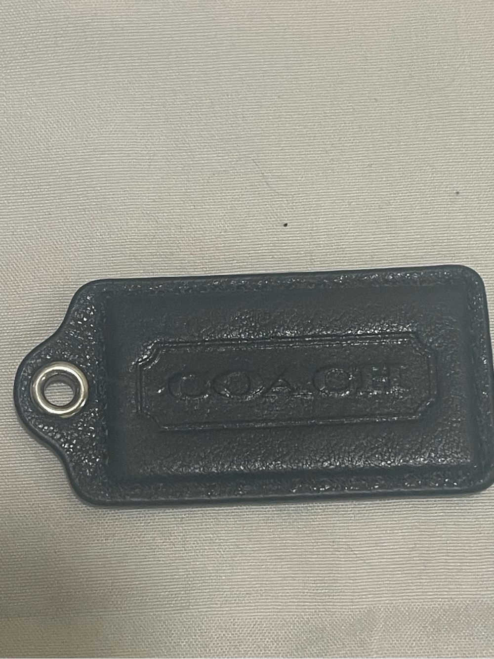 COACH large black Leather hang Tag , pink one for size only, silver chain inc